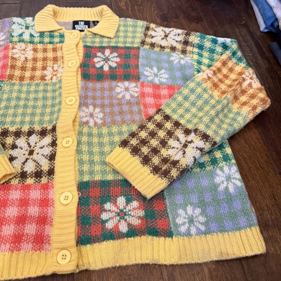 The Ragged Priest Dolly Knit Jacket size Small Multicolor Patchwork Indie Sleeze - Picture 4 of 11
